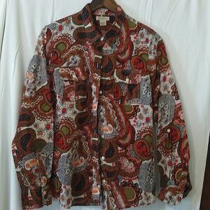 Multi coloured brown button down